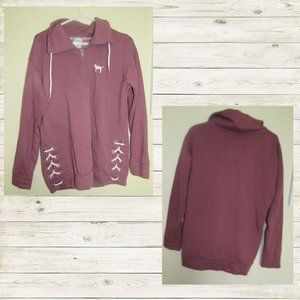 PINK QUARTER ZIP WITH TIES ON THE SIDE